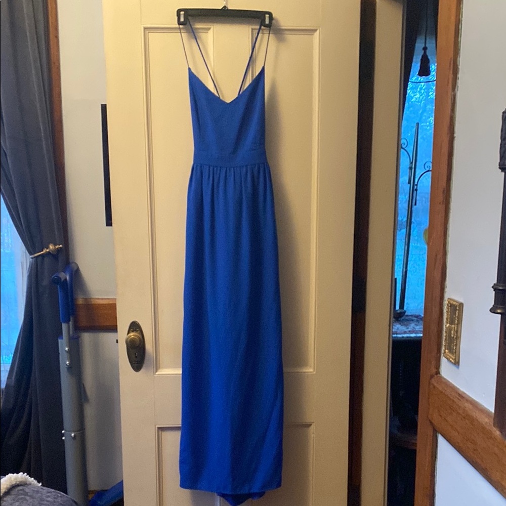 Elegant Blue Spaghetti Strap Dress